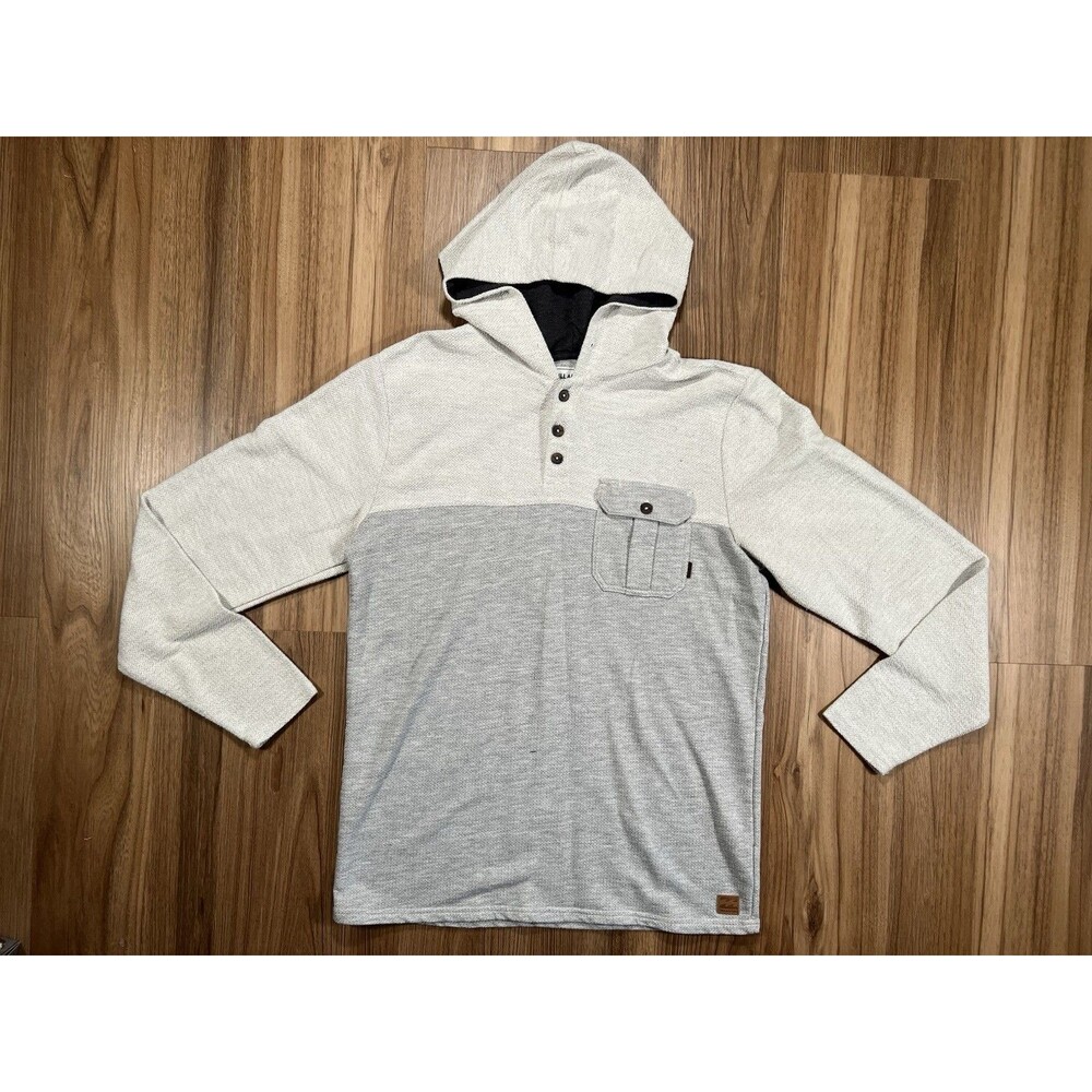 Billabong Henley Hoodie Mens Gray Fleece Hoodie Sweatshirt Medium